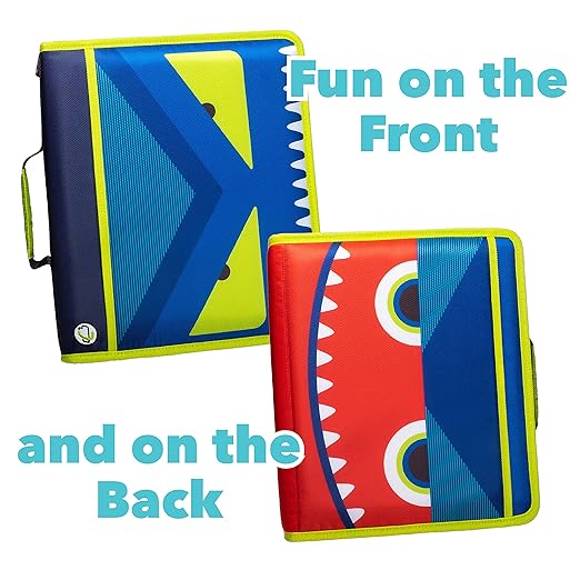 Case-it The Z Shape Zipper Binder - Two Binders in One - Double Sided 1.5 Inch D-Ring - Multiple Pockets - 500 Page Capacity - Comes with Shoulder Strap, Blue and Yellow Z-176