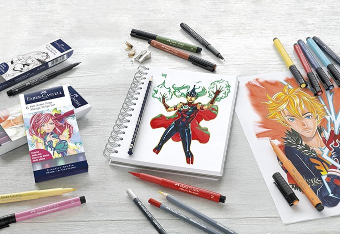 Faber-Castell Creative Studio Manga Starter Set, Multicoloured, For Art, Craft, Drawing, Sketching, Home, School, University, Colouring
