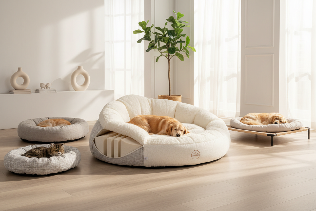 🛏 BED – Designed for Rest, Crafted for Comfort

Because every pet deserves a place to dream.
Our beds and resting zones are built to soothe joints, regulate temperature, and complement your home decor. Each design merges comfort science with style — perfect for dogs, cats, and small companions who nap like royalty.

💛 Highlights:
✔️ Orthopedic memory foam and plush fill options
✔️ Breathable, removable, and washable covers
✔️ Minimalist aesthetics that elevate interiors

💎 Best Picks:

CloudRest Orthoped
